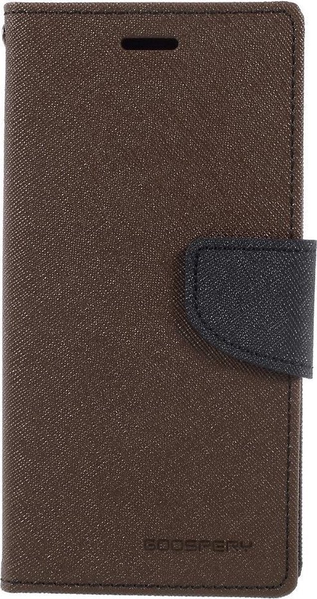 Mercury Goospery - Geschikt voor iPhone X Hoesje - Wallet Case Canvas Bruin