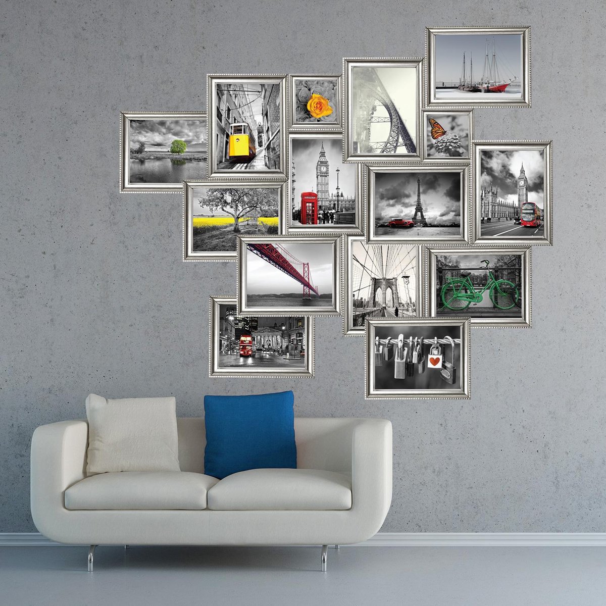 Walplus - Muursticker - Zilver Frame Stickers - Multicolor
