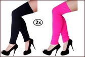 2x Dames knee beenwarmers combi - carnaval thema feest party fun winter feest festival optocht