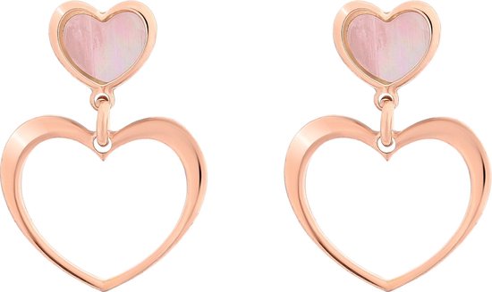 Orphelia ZO-7389 - Oorhangers Hearts - Zilver 925 Rosé - Parelmoer - 2 cm