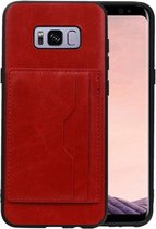 Staand Back Cover met 1 Pasjeshouder Hoesje Geschikt voor Samsung Galaxy S8 Plus Rood