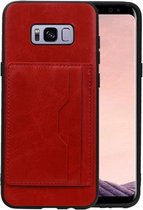 Staand Back Cover 2 Pasjes voor Galaxy S8 Plus Rood