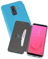 Slim Folio Case - Book Case Telefoonhoesje - Folio Flip Hoesje - Geschikt voor Samsung Galaxy J8 2018 - Blauw