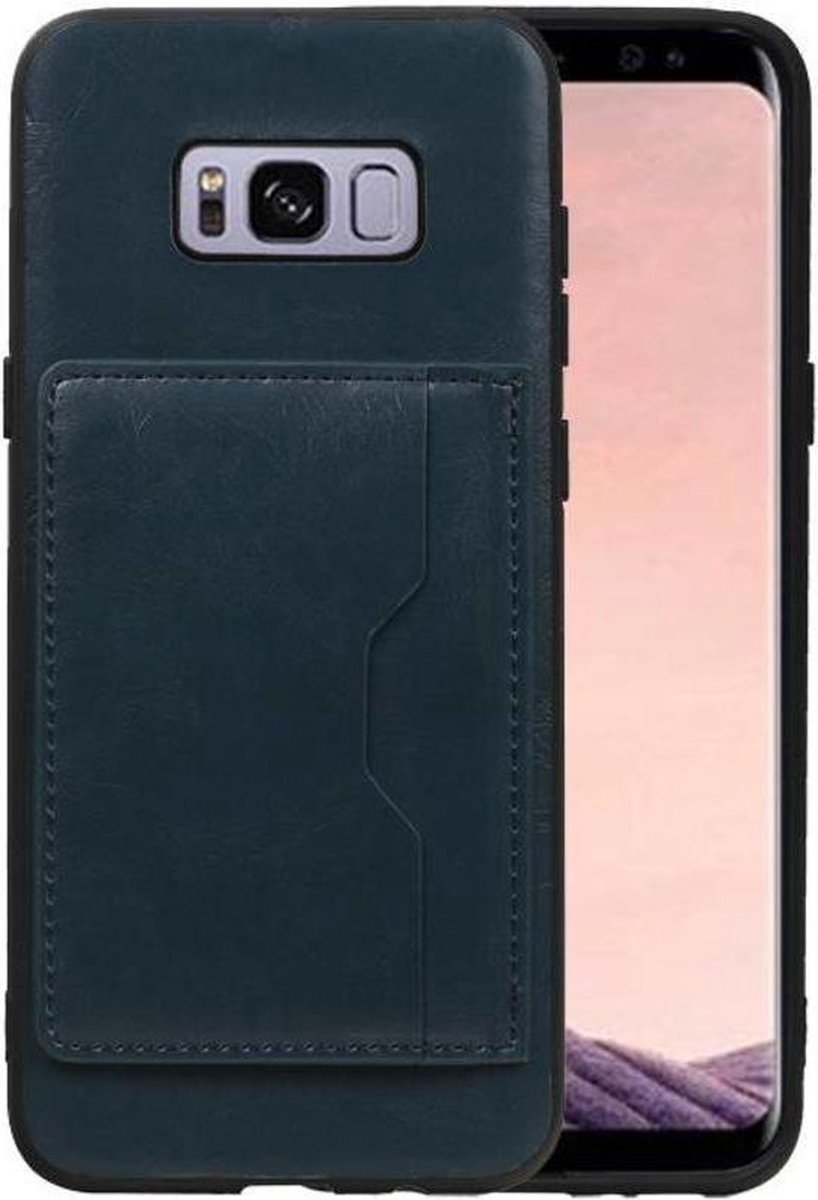 Staand Back Cover met 1 Pasjeshouder Hoesje Geschikt voor Samsung Galaxy S8 Plus Navy