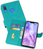 Huawei Nova 3 Hoesje Kaarthouder Book Case Telefoonhoesje Groen