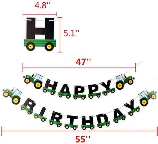 Originele Slinger Happy Birthday Boerderij / Traktor en Kar – Vlag –  Versiering –... | bol