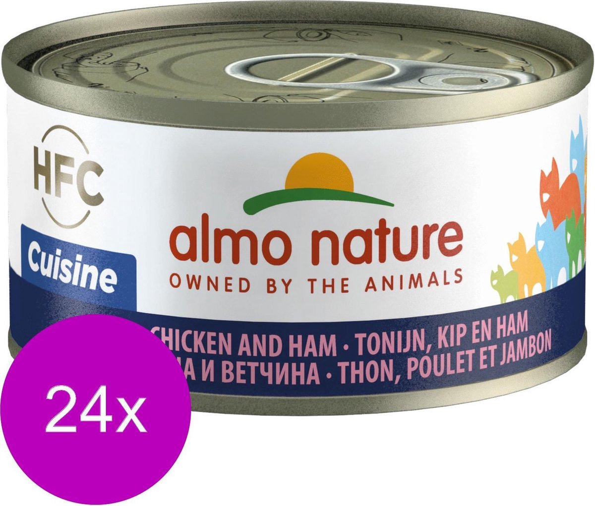 Almo Nature Hfc Cat Cuisine 70 g - Kattenvoer - 24 x Tonijn&Kip&Ham
