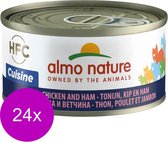 Almo Nature Natvoer voor Katten - HFC Natural - 24 x 70g - Tonijn, Kip en Ham - 24 x 70 gram