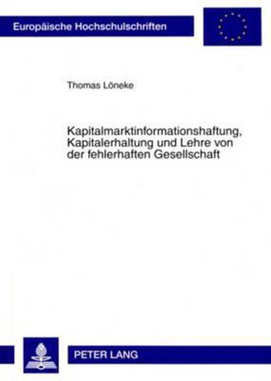 Kapitalmarktinformationshaftung, Kapitalerhaltung und Lehre  ... - cover