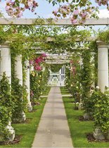 Tuinposter doorkijk - 95x130 cm - rozen poort - tuin decoratie - tuinposters buiten - tuinschilderij