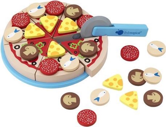 Imaginarium Deliset PIZZA Houten Speelgoed Pizza - Klittenband Pizzasnijder |