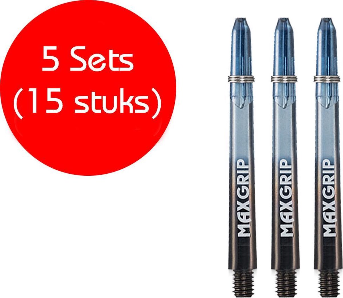 Dragon darts - Maxgrip - 5 sets (15 stuks) - dart shafts - zwart-blauw - darts shafts - medium