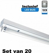 LED Buis armatuur 150cm - Enkel | Inclusief LED Buis - 6000K - Daglicht (Set van 20 stuks)