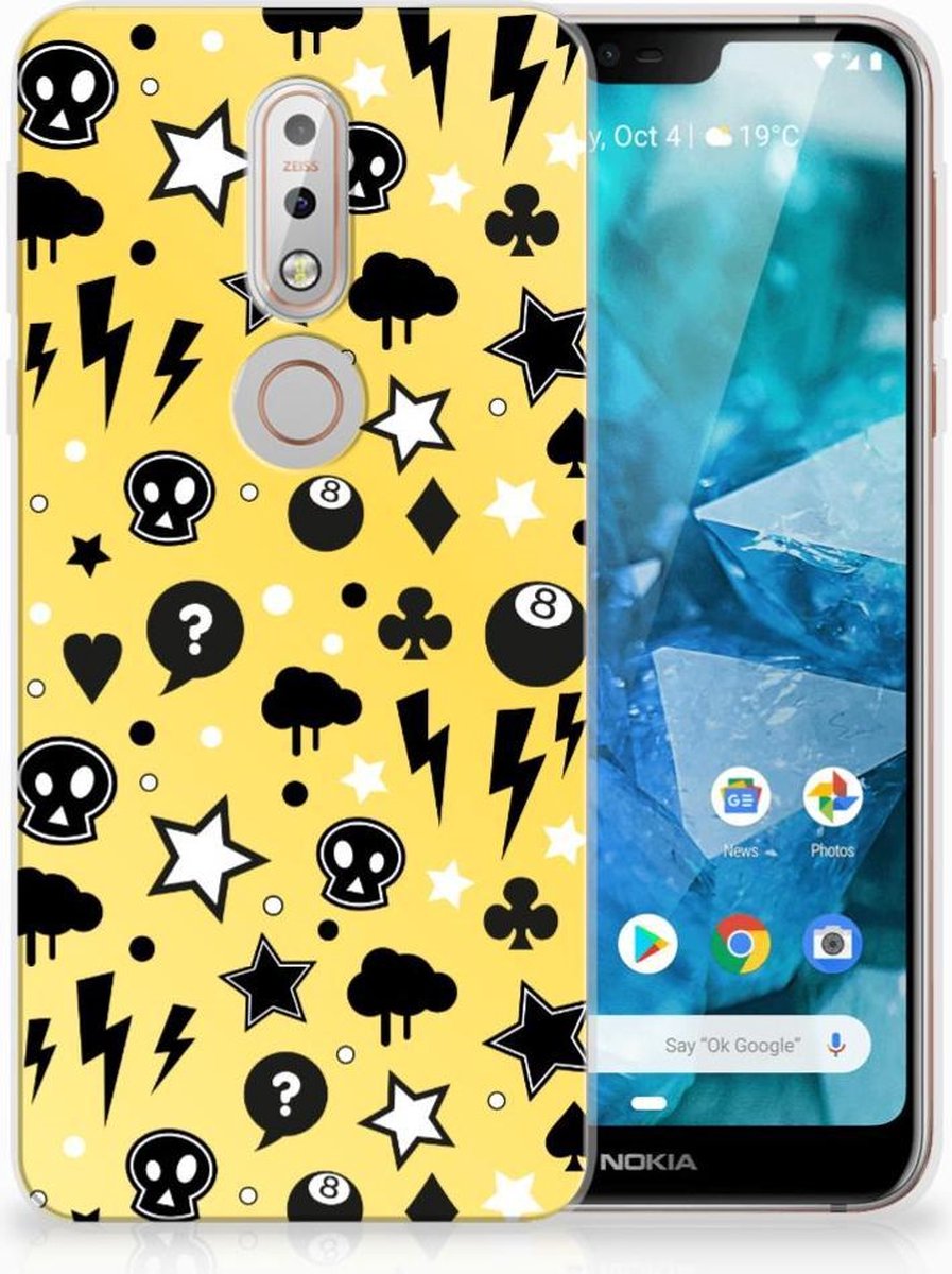 Silicone Back Case Nokia 7.1 Punk Geel