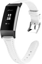 KELERINO. Leren band geschikt voor Fitbit Charge 3 Wit - Large