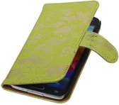 Lace Bookstyle Wallet Case Hoesjes Geschikt voor Samsung Galaxy Note 3 Neo N7505 Groen