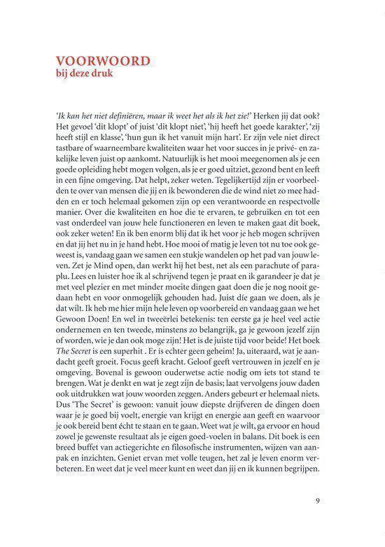 Pagina 'Voorwoord' uit een boek, met tekst over zelfverbetering en het geheim van succes.