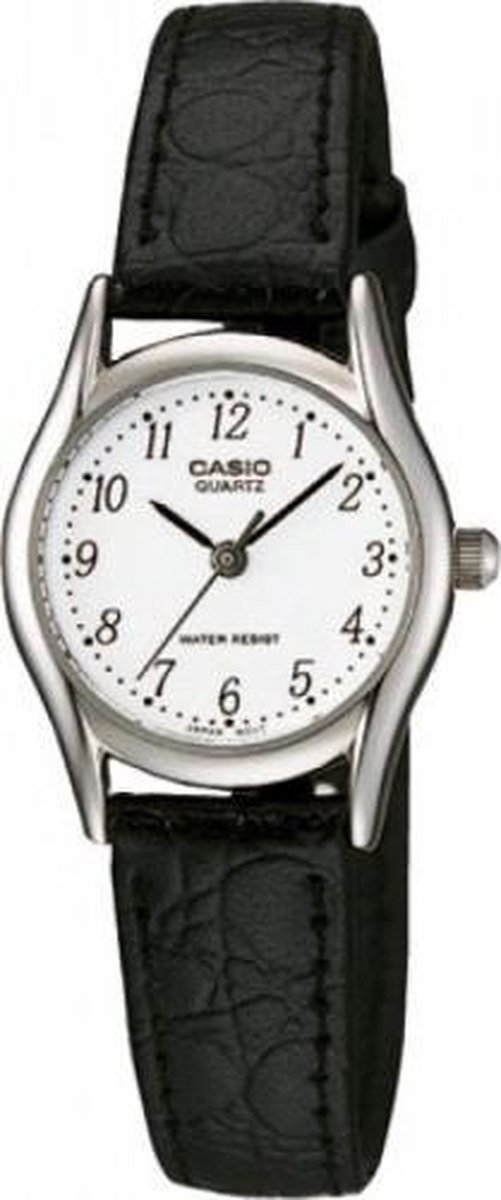 Prachtige Casio dames horloge- LTP-1094E-7BRDF- zwart leer