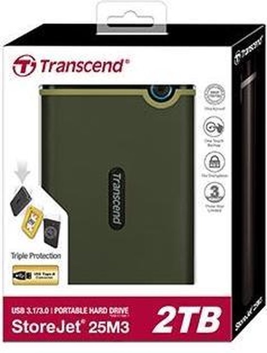 Transcend StoreJet® 25M3G 2 TB Externe harde schijf (2.5 inch) USB 3.2 Gen 2 (USB 3.1) Legergroen TS2TSJ25M3G - Transcend