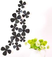 3D Bloemen - Muurdecoratie - 4 Blad Zwart