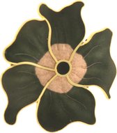 Behave®  Broche bloem zwart bruin - emaille sierspeld -  sjaalspeld