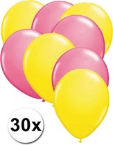 Ballonnen Geel & Roze 30 stuks 27 cm