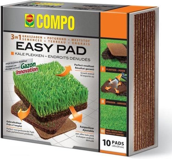 Kale plekken in gazon behandelen met Easy pads set van