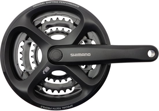 Shimano FC-M171 crankstel MTB 48/38/28, kettingbeschermer, touring zwart...  | bol.com