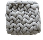MELANGE LICHTGRIJS Wollen deken - woondeken - plaid handgemaakt van XXL merino wol  100 x 200 cm - in 44 kleuren verkrijgbaar