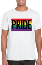 Regenboog vlag Pride shirt wit heren L