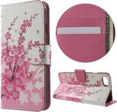 Roze bloemen book case wallet hoesje Iphone 7