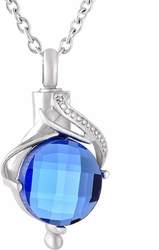 Ashanger Blauwe Steen Staal Zilverkleurig Zirkonia Blauw 3 1cm Bol