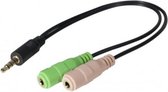 LOGON TBAV100 0.3m 3.5mm 2 x 3.5mm Zwart, Groen, Roze audio kabel