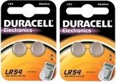 4 Stuks (2 Blisters a 2st) - Duracell G10 / LR54 / 189 / AG10 Alkaline knoopcel batterij