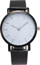Vintage Mesh Horloge - Staal - Zwart Wit