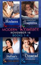 Modern Romance November 2016 Books 1-4: Di Sione's Virgin Mistress / Snowbound with His Innocent Temptation / The Italian's Christmas Child / A Diamond for Del Rio's Housekeeper