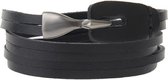Leren Wikkelarmband – Haaksluiting – Zwart