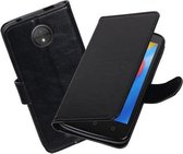 BestCases.nl Zwart Portemonnee booktype hoesje Motorola Moto C