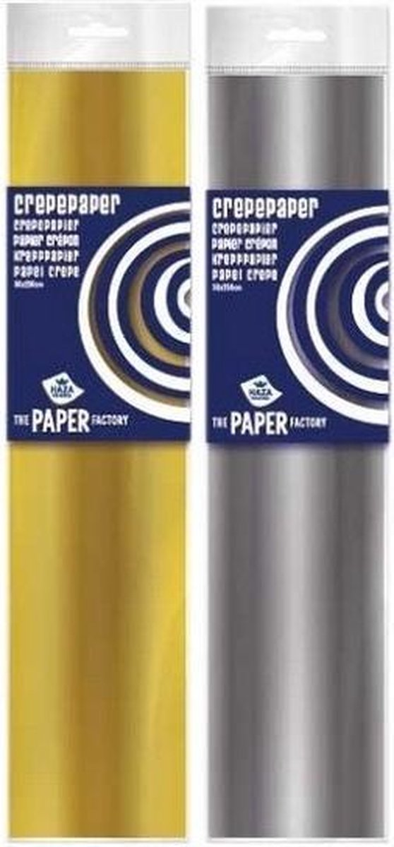 2x Crepe papier gekleurd goud/zilver pakket 250 x 50 cm - Knutselen met papier - Knutselspullen