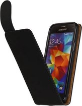 Zwart Effen Classic TPU flip case hoesje voor Samsung Galaxy S5 Mini