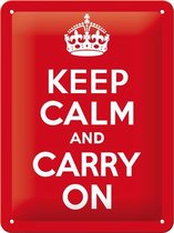 Keep Calm and Carry On. Retro wandbord, metaal