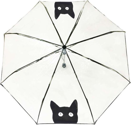 Smati Chat Paraplu - Opvouwbaar - Transparant - Opent Automatisch - Zwart - Kat - Ø100cm
