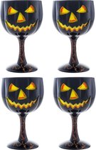4x Halloween wijnglas/kelk pompoen 18 cm