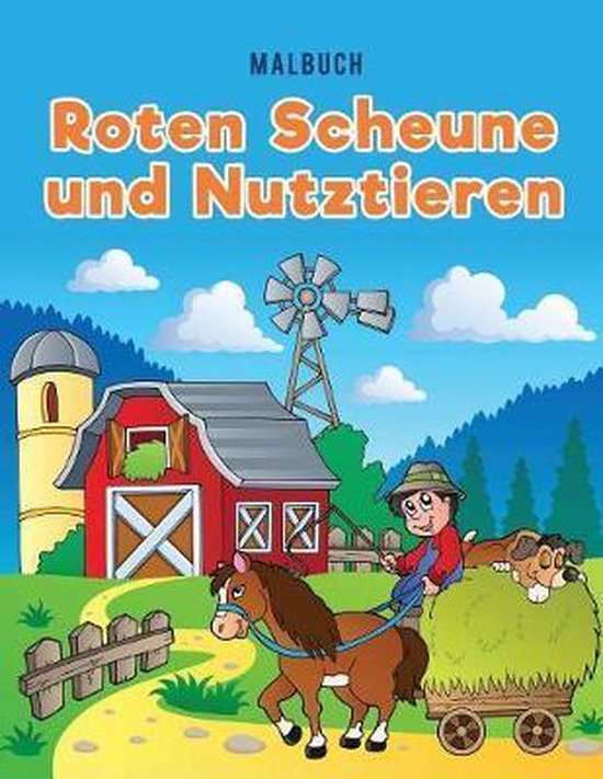 Malbuch roten Scheune und Nutztieren - cover