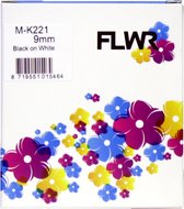 FLWR - Printetiket / MK-221 / Zwart op Wit - geschikt voor Brother
