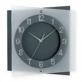 AMS W9323 - Klok - Analoog - Cijfers - Stil uurwerk - Vierkant - Natuursteen - Glas - 31x31x6 cm - Grijs Antraciet