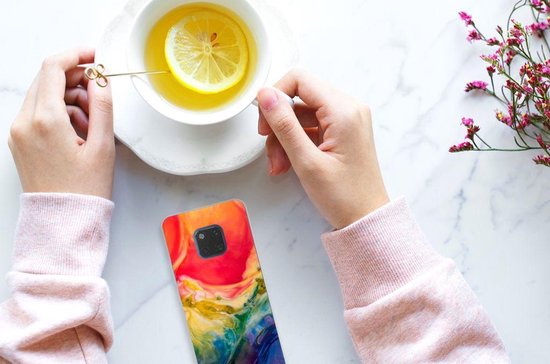 TPU Bumper Silicone Étui Housse pour Huawei Mate 20 Pro Coque Aquarelle Noir