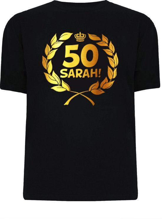 Foto: Gouden krans t shirt sarah 50 jaar maat xl 