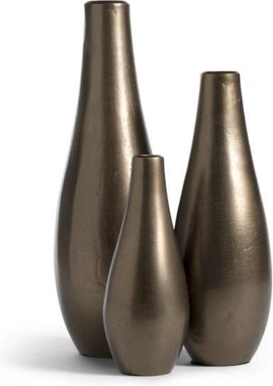 Bristol Decoration - Tellus set van 3 vazen - 13x5 - Aluminium - Brons |  bol.com