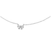 The Jewelry Collection Ketting Strik Zirkonia 1,1 mm 40 + 4 cm - Zilver Gerhodineerd